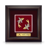 10" x 10" VIP Frame with Gold Plated Pewter Double Luck Koi Fish (Harmony & Prosperity) 10" x 10" VIP Frame with Gold Plated Pewter Double Luck Koi Fish (Harmony & Prosperity)