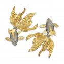 10" x 10" VIP Frame with Gold Plated Pewter Double Happiness Goldfish (Abundance & Harmony)
