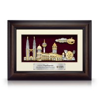 11" x 15.5" VIP Frame with Gold Plated Pewter - Malaysia Landmark