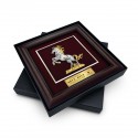 16" x 16" VIP Frame with Gold Plated Pewter - Horse Of Fortune