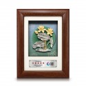 7" x 7" Solid Frame with Printed Background : Gold Plated Pewter Lotus Flower