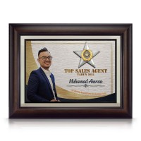 10.5" x 13.5" Award Plaque with Gold Plated Pewter - Star Awards