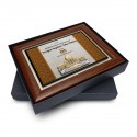 7" x 9" Award Plaque with Gold Plated Pewter - Perdana Putra (Songket Background)
