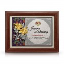7" x 9" Award Plaque : Pewter Bunga Raya 2 Flowers (Hibiscus with Batik Background)