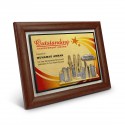 7" x 9" Award Plaque with Gold Plated Pewter - Kuala Lumpur Landmark