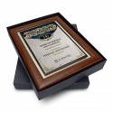 7" x 9" Award Plaque with Gold Plated Pewter - Malay Carving Motif