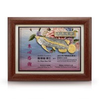 7" x 9" Award Plaque with Gold Plated Pewter - Asian Arowana Fish