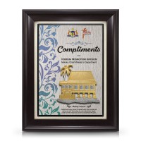 9" x 11" Award Plaque with Gold Plated Pewter - Rumah Melayu (Malay House)