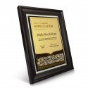 9" x 11" Award Plaque with Gold Plated Pewter - Malay Carving Motif