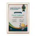 White Bronze Certificate Frame with Gold Plated Pewter - Rose Flower