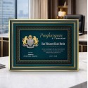 Emerald Gold Certificate Frame with Gold Plated Pewter - Jata Negara Logo Malaysia