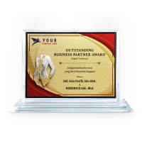 6" x 8" Crystal Award Plaque Horizontal with Gold Plated Pewter - Kebaya Nyonya 6" x 8" Crystal Award Plaque Horizontal with Gold Plated Pewter - Kebaya Nyonya