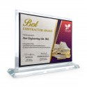 6" x 8" Crystal Award Plaque Horizontal with Gold Plated Pewter - Malay House