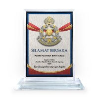 6" x 8" Crystal Award Plaque Vertical with Gold Plated Pewter - Logo Police Diraja Malaysia 6" x 8" Crystal Award Plaque Vertical with Gold Plated Pewter - Logo Police Diraja Malaysia