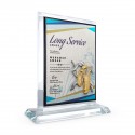 6" x 8" Crystal Award Plaque Vertical with Gold Plated Pewter - Pitcher Plant (Periuk Kera)