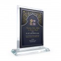 6" x 8" Crystal Award Plaque Vertical with Islamic Design
