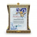 7" x 9" Crystal Award Plaque with Songket Box and Gold Plated Pewter - Birds of Paradise