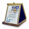7" x 9" Crystal Award Plaque with Songket Box and Gold Plated Pewter - Birds of Paradise