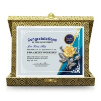 7" x 9" Crystal Award Plaque with Songket Box and Gold Plated Pewter - Rose Flower (Bunga Mawar) 7" x 9" Crystal Award Plaque with Songket Box and Gold Plated Pewter - Rose Flower (Bunga Mawar)