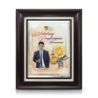 9" x 11" Crystal Plaque with Gold Plated Pewter Sunflowers