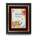 10" x 12.5" Premium Crystal Plaque With Gold Plated Pewter Orchid