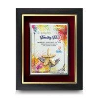 10" x 12.5" Premium Crystal Plaque With Gold Plated Pewter Orchid 10" x 12.5" Premium Crystal Plaque With Gold Plated Pewter Orchid