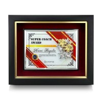 10" x 12.5" Premium Crystal Plaque With Gold Plated Pewter Bunga Raya