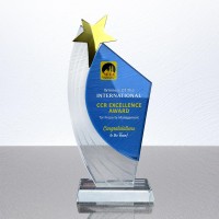 9.9" Blue Accent Crystal Trophy with Star 9.9" Blue Accent Crystal Trophy with Star