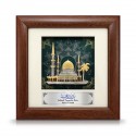 7" x 7" Solid Frame with Printed Background : Gold Plated Pewter Masjid (Islamic Motif Background)