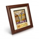 7" x 7" Solid Frame with Printed Background : Gold Plated Pewter Keris (Malay Motif Pattern Background)