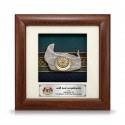 7" x 7" Solid Frame with Printed Background : Gold Plated Pewter Tengkolok (Malay Motif Pattern Background)