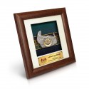 7" x 7" Solid Frame with Printed Background : Gold Plated Pewter Tengkolok (Malay Motif Pattern Background)