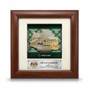 7" x 7" Solid Frame with Printed Background : Gold Plated Pewter Malay House (Malay Motif Pattern Background)