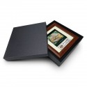 7" x 7" Solid Frame with Printed Background : Gold Plated Pewter Malay House (Malay Motif Pattern Background)