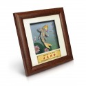 7" x 7" Solid Frame with Printed Background : Gold Plated Pewter Lucky Koi Fish