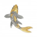 7" x 7" Solid Frame with Printed Background : Gold Plated Pewter Lucky Koi Fish