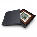 7" x 7" Solid Frame with Printed Background : Gold Plated Pewter Lucky Koi Fish