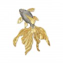 7" x 7" Solid Frame with Printed Background - Gold Plated Pewter Happiness Goldfish