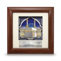 7" x 7" Solid Frame with Printed Background - Gold Plated Pewter Kaabah (Islamic Motif Background)