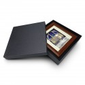7" x 7" Solid Frame with Printed Background - Gold Plated Pewter Kaabah (Islamic Motif Background)