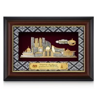 11" x 16.5" VIP Songket Frame with Gold Plated Pewter - Putrajaya Landmark 11" x 16.5" VIP Songket Frame with Gold Plated Pewter - Putrajaya Landmark