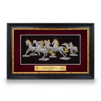 17" x 27" Premium VVIP Frame with Gold Plated Pewter : Eight Horses 17" x 27" Premium VVIP Frame with Gold Plated Pewter : Eight Horses