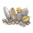 8" x 8" Solid Frame with Gold Plated Pewter - Malaysian Fruits