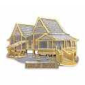 8" x 8" Solid Frame with Gold Plated Pewter - Rumah Melayu (Malay House)
