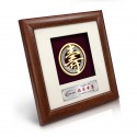 8" x 8" Solid Frame with Gold Plated Pewter - The Chinese Character Shou (寿) Longevity
