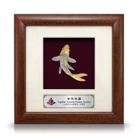 8" x 8" Solid Frame with Gold Plated Pewter - Lucky Koi Fish 8" x 8" Solid Frame with Gold Plated Pewter - Lucky Koi Fish