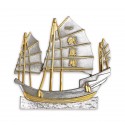 8" x 8" Solid Frame with Gold Plated Pewter - Wealth Ship