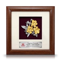 8" x 8" Solid Frame with Gold Plated Pewter - Phalaenopsis Orchid
