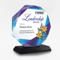 7.4” Crystal Octagon with Gold Plated Pewter - Lily Flower