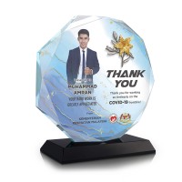 7.4” Crystal Octagon with Gold Plated Pewter - Lily Flower 7.4” Crystal Octagon with Gold Plated Pewter - Lily Flower